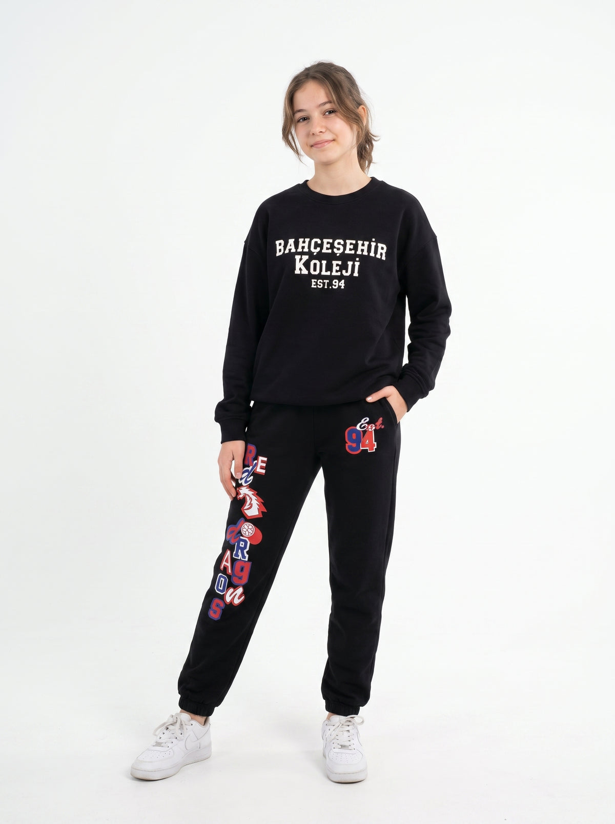 Bahçeşehir EST 94 Sweatshirt + Champion Siyah T-Shirt + Red Dragons Siyah Eşofman Altı Kombin